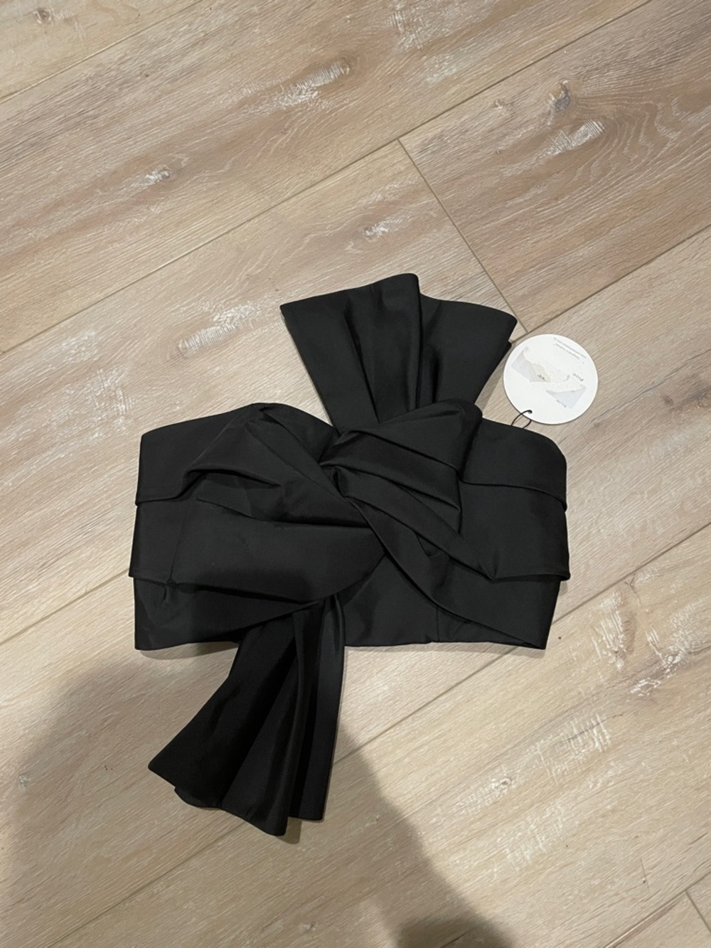 cameo Black Strapless Twist Front Crop Top